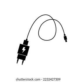 Icono negro vectorial del cargador de teléfono móvil.