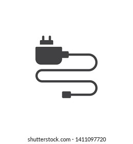 Mobile phone charger vector icon. filled flat sign for mobile concept and web design. Power adapter glyph icon. Symbol, logo illustration. Vector graphics