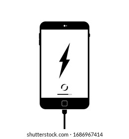 Mobile phone charging or mobile battery icon flat on isolated white background. EPS 10 vector