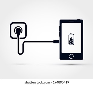 Mobile phone charging vector illustration