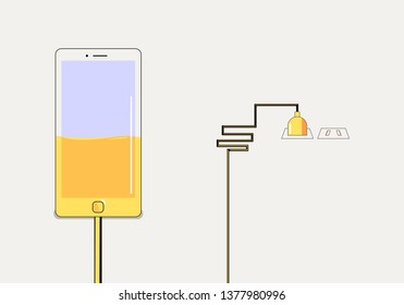 Mobile phone charging-plane vector diagram