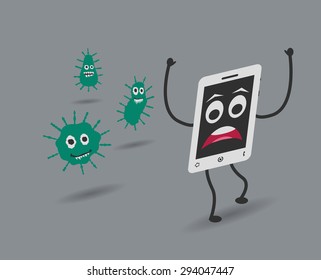 mobile phone chased by virus