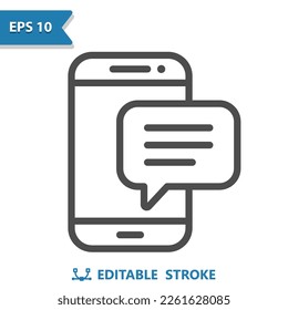 Mobile Phone and Chat Bubble Icon. Text Message, Instant Messaging. Professional, pixel perfect icon, EPS 10 format.