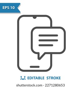 Mobile Phone and Chat Bubble Icon. Text Message, Texting, Phone Call. Professional, pixel perfect icon, EPS 10 format.