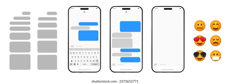 vector de plantilla de diseño de chat de teléfono móvil. Interfaz de aplicación de mensajería Smartphone