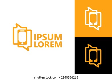 Diseño vectorial de la plantilla de logotipo de chat de teléfono móvil