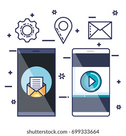 mobile phone, chat message bubble speech notifications