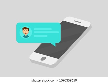 Mobile phone chat message notifications. Chatting bubble speeches, concept of online talking, speak, conversation, dialog. Vector illustration