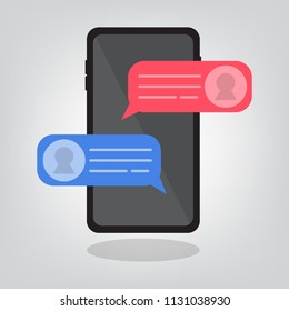 Mobile phone chat message notifications vector