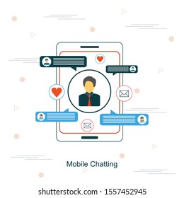 Mobile phone chat message notifications vector illustration 