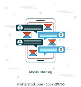 Mobile phone chat message notifications vector