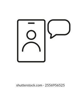 Mobile phone chat message notifications vector icon isolated line outline style, smartphone chatting bubble speeches notice, concept of online talking, speak messaging, conversation, dialog symbol