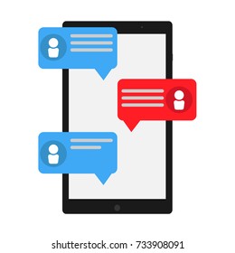 Mobile phone chat message notifications vector illustration icon