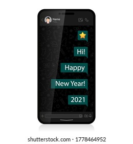 Mobile phone chat messages in the form of a Christmas tree with a star. bubble speech, the concept of happy new year and Christmas 
