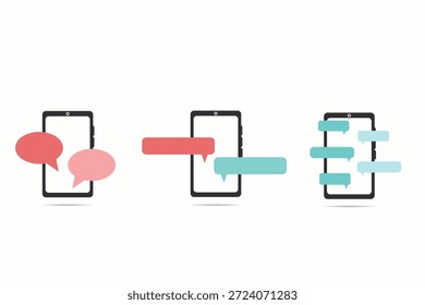 Mobile phone chat and messaging illustration for communication concepts. Perfect for apps, social media, customer support, and digital conversation visuals.