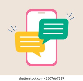 Mobile phone chat sign icon. Message notifications concept. Colorful vector illustration
