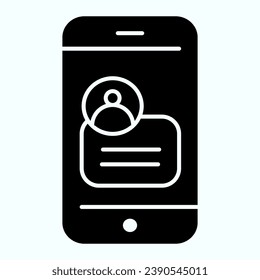 Mobile phone chat solid icon. Sending message in smartphone vector illustration isolated on white. Unlocked phone with image and text glyph style design, designed for web and app. Eps 10