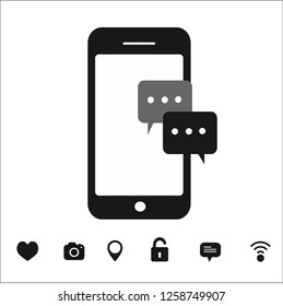 MOBILE PHONE CHAT VECTOR ICON