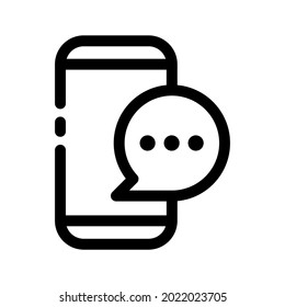 Mobile Phone chat vector icon illustration template with editable line