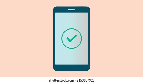 Handy mit dem Häkchen flach Symbol Vektorgrafik. Telefon mit Markensymbol modernen Symbol.