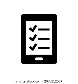 Mobile phone checklist icon vector graphic illustration