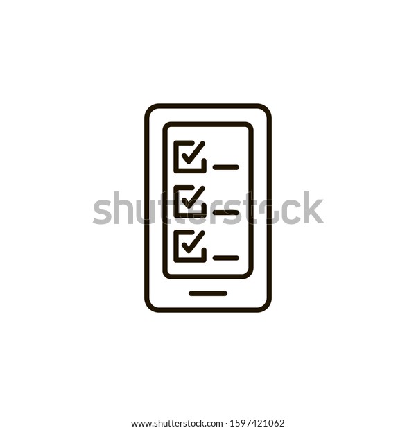 Mobile Phone Checklist Outline Icon Linear 스톡 벡터(로열티 프리) 1597421062