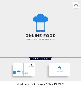 mobile phone chef restaurant technology simple flat logo design