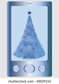 Mobile phone with a Christmas card on the display