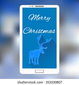 mobile phone with Christmas Design interface. Mobile Phones Background with beer.