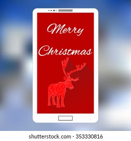 mobile phone with Christmas Design interface. Mobile Phones Background with beer.