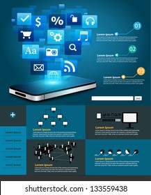 Mobile phone with cloud of application icons, Creative Business infographics and Information technology concept, Vector illustration modern template design