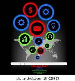 Mobile phone with cloud of application icons