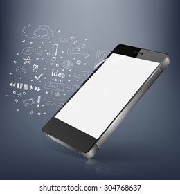 Mobile phone with cloud of application icons