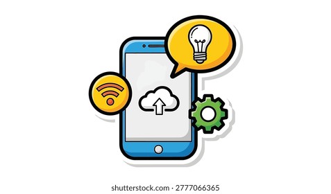 Mobile phone with cloud icon on screen