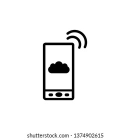 Mobile phone with cloud in screen sign