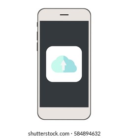 Mobile phone with Cloud Upload Icon on the screen.