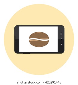 Mobile Phone With Coffee Bean On The screen