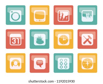 Mobile Phone and Computer icons  over colored background - Vector Icon Set