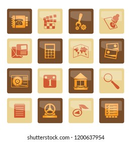 Mobile Phone and Computer icons  over brown background- Vector Icon Set
