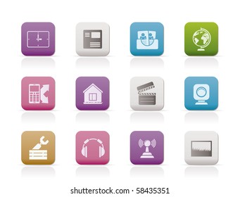 Mobile phone and computer icons - vector icon set