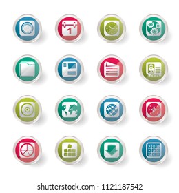 Mobile Phone, Computer and Internet Icons  over colored background - Vector Icon Set