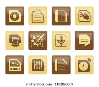 Mobile Phone, Computer and Internet Icons over brown background - Vector Icon Set 3