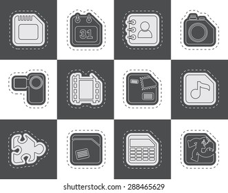 Mobile Phone, Computer and Internet Icons - Vector Icon Set