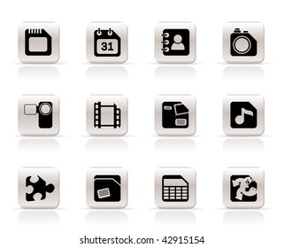 Mobile Phone, Computer and Internet Icons - Vector Icon Set