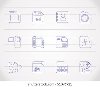 Mobile Phone, Computer and Internet Icons - Vector Icon Set