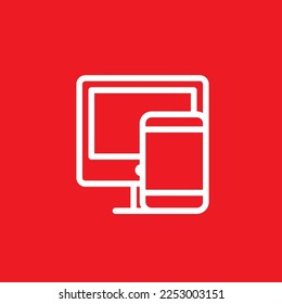 Iconos de línea de teléfono móvil y de computadora, plantillas de recursos gráficos, ilustraciones vectoriales.