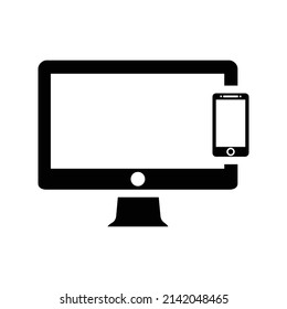 Mobile phone and computer screen icon .Phone and mobile phone symbol collection. Simple flat vector illustration for your web site design, logo, app, UI.