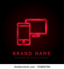 Mobile phone and computer screen red chromium metallic logo