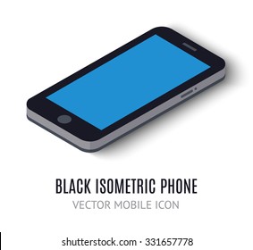 Mobile phone concept isometric icon. Vector illustration for modern business design. digital tablet or telephone. Widget isolated on white background. With blue blank screen for isometric elements.