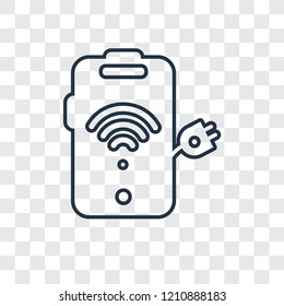 Mobile phone concept vector linear icon isolated on transparent background, Mobile phone concept transparency concept in outline style